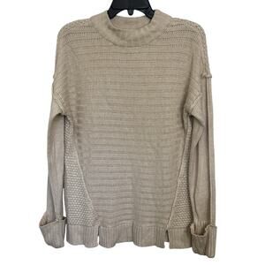 Wool Blend Chunky Knit Sweater Size Medium Fisherman Preppy Neutral Cozy Boho